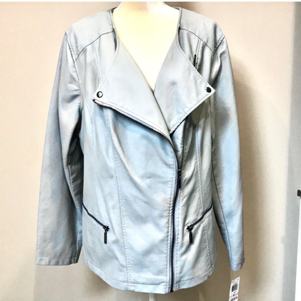 ALFANI Woman Pleather Moto Jacket Leather Look NWT